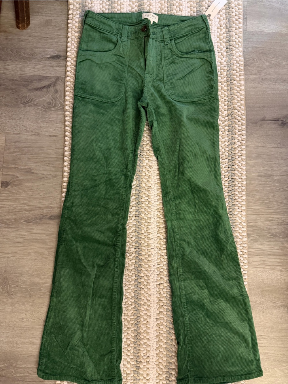 Green Corduroy Wide-Leg Pants